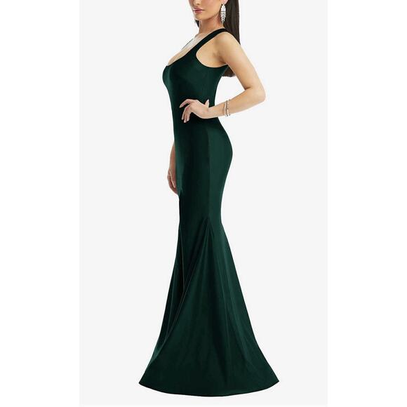 Women's Square Neck Satin Mermaid Dress Green XL Train 💚NEW💚Cynthia & Sahar - Picture 7 of 9